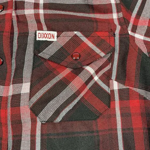 Dixxon Flannel Shirt Womens Small Red Black The Matchless Pearl Snap Western - Picture 3 of 12